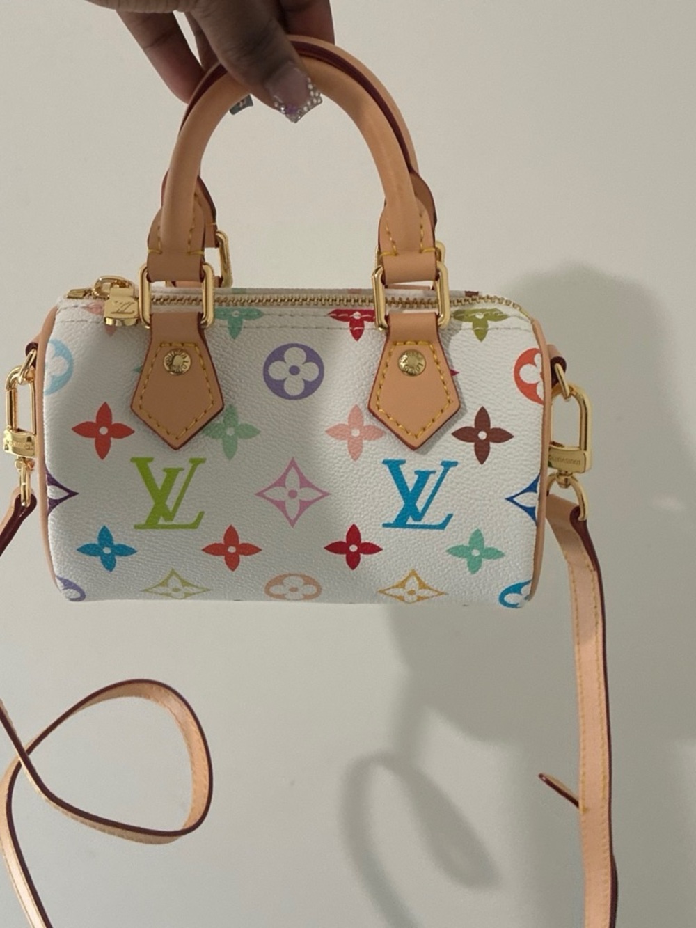 Louis Vuitton White Multicolor Mini Speedy Top-Handle Bag